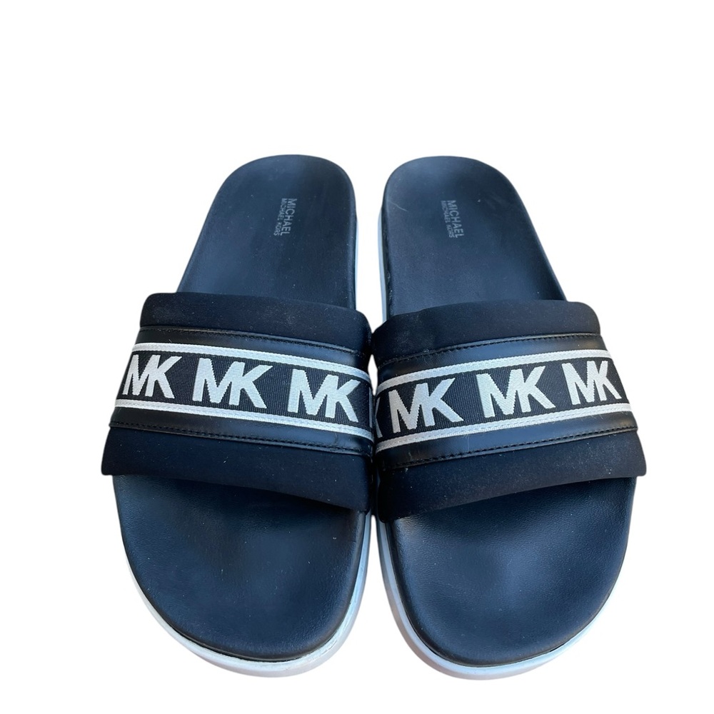 Michael Kors Tyra Stripe Scuba Slide Black White
